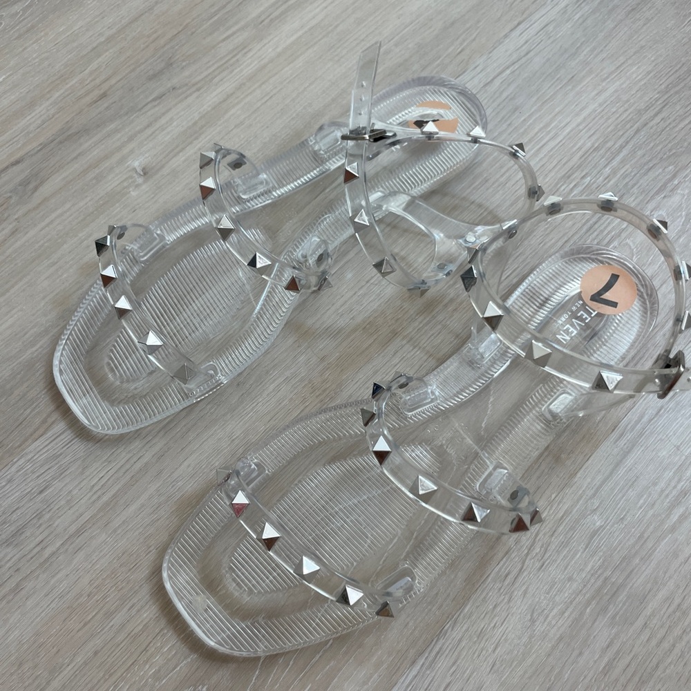 Clear Sandals with Silver Studs
